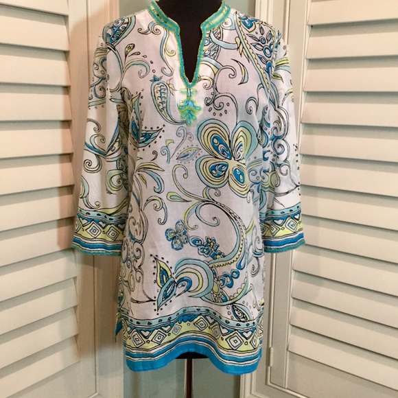 Chico's Tops - Chico’s Beaded Floral Tunic, 0/4, Like New